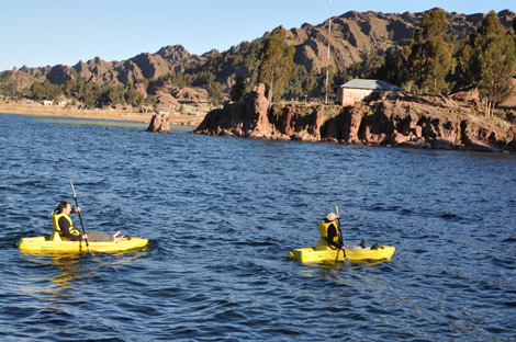 Kayak dans le Titicaca