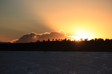 La vue depuis la terrasse au lever du soleil