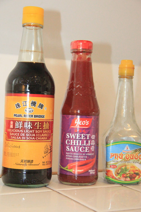 Sauce soja, Sweet chili et nuoc nam